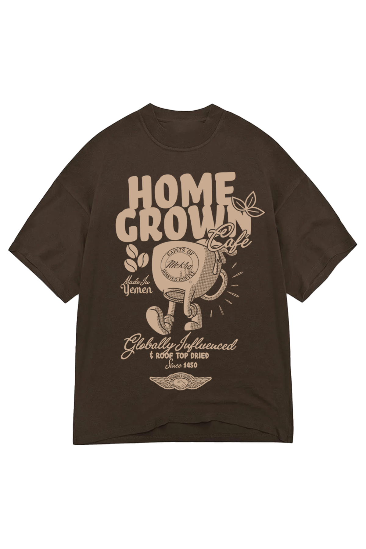 Home Grown Café T-shirt - Coffee Brown