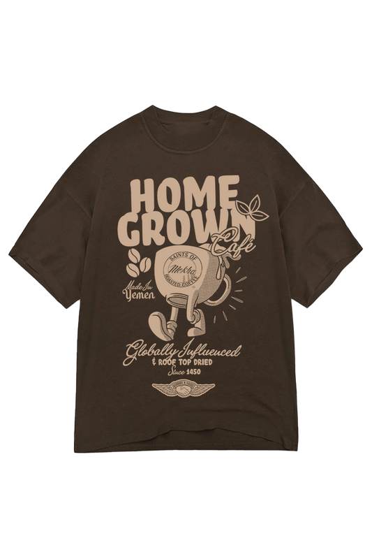 Home Grown Café T-shirt - Coffee Brown