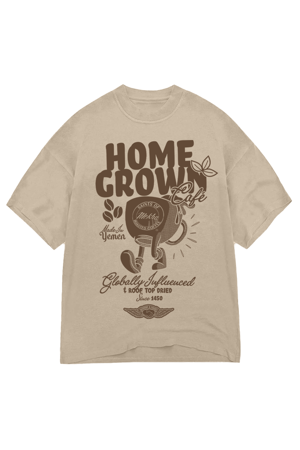 Home Grown Café T-shirt - Latte Cream/Sand